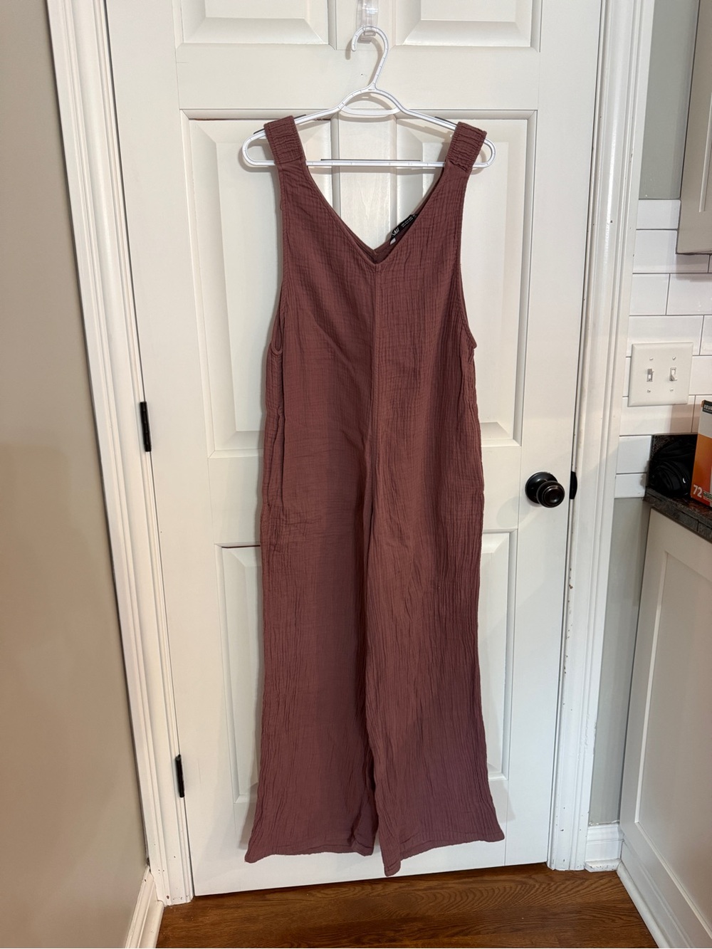 Zara Mauve Gauze Wide Leg Jumpsuit Sleeveless V-Neck Boho 25458 - Picture 2 of 9